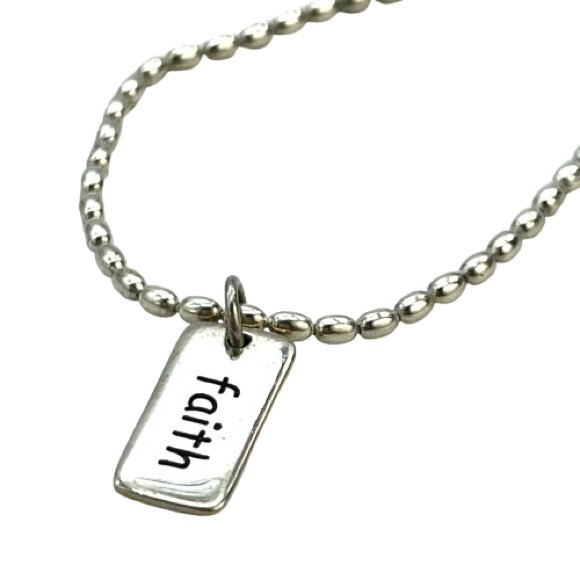 Jewelry - Silver FAITH Charm Pendant 925 Sterling Bead Necklace | Positive Affirmation